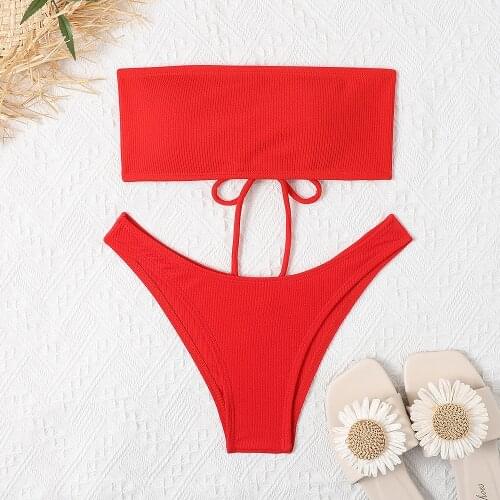 Strapless Bikini 2021 Women Swimsuit Bandeau Bandage Push-up Brazilian Beachwear Two Piece Swimsuit Maillot De Bain Femme Biquin
