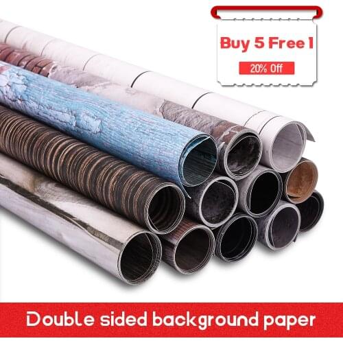 'Buy 5 Free 1' Double Sided Photography Wood Cement Backdrops Waterproof Marble Texture Background Paper For Food Jewelry Toy