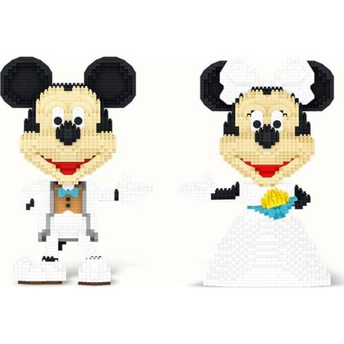 Disney world park figure micro diamond block Disneyland wedding Mickey Minnie mouse Groom and Bride brick toy cartoon nanobrick