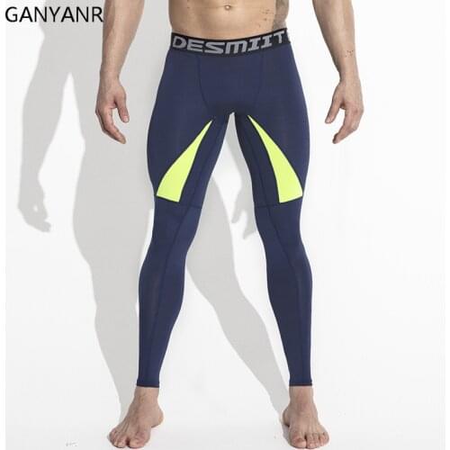 GANYANR Brand Running Tights Men Yoga Pants Sports Leggings Fitness Spandex Long Trousers Basketball Compression Training Gym
