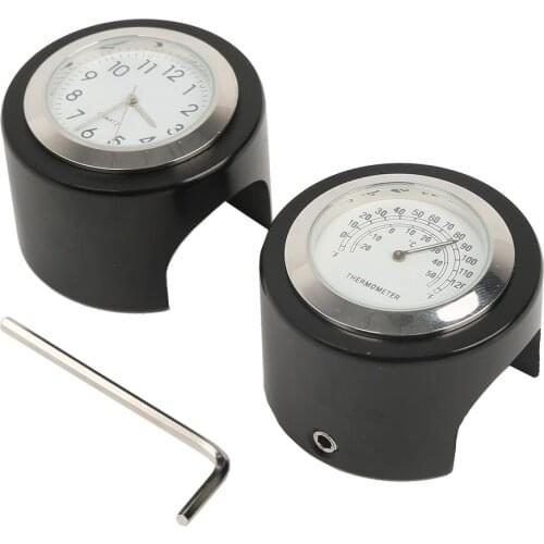 Motorcycle Handlebar Clock Temp for Harley Honda Star Yamaha Suzuki Kawasaki