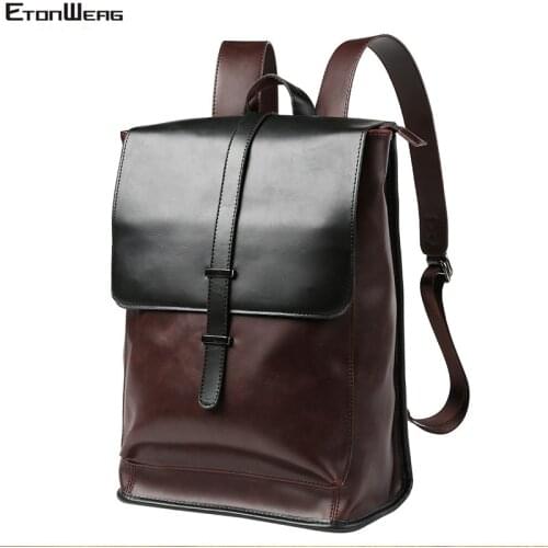 Mens Business Office Backpack School Bookbag Large Vintage Backbag Male Belt Solid Computer Laptop Bag Pack Crazy Horse Leather