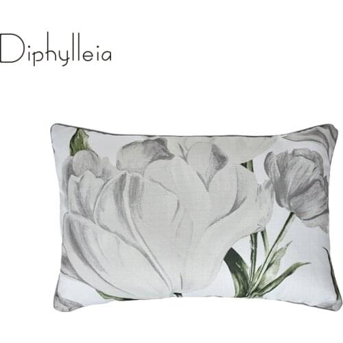 Diphylleia Magnolia Pillow Covers Linen Cotton Elegant Design Flower Leaves Bolster Pillowcase Rectangle Cushion Cover 40x60cm
