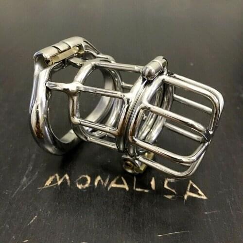 Stainless Steel Male Chastity Cage Mens Double Locks Belt Restraint Device C296 Cock Ring Sex Toys
