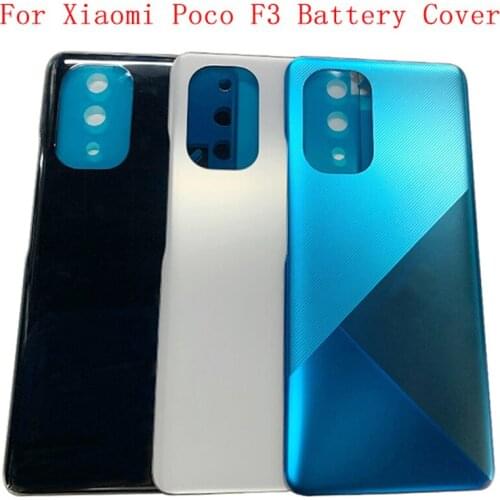 Original Battery Cover Rear Door Housing For Xiaomi Poco F3 Battery Cover with Logo Camera Frame Replacement Parts