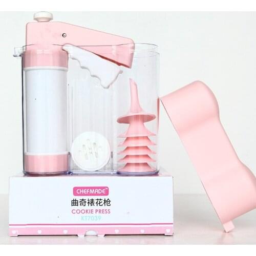 Pink Cookie Gun Decoration Set Cookie Mold Squeeze Cream Gun Cake Decoration Baking Supplies Cake Decoration Cookie Frame Gun