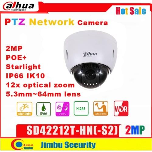 Dahua PTZ camera SD42212T-HN(-S2) 2MP 12x Starlight PTZ Network Camera 12x optical zoom PoE+ IVS IP66 IK10 H.265