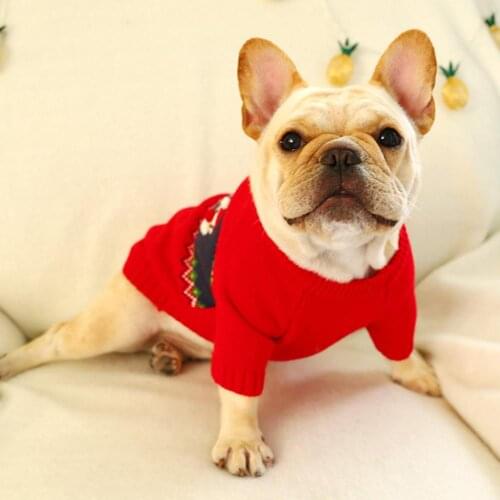 Puppy Christmas Santa Claus Printed Sweater Warm Small Cat Dog Knitted Sweater Winter Clothes Cat Outfit Costume Pet Dog Clothes
