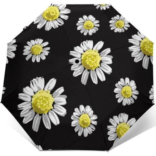 Wind Resistant Folding Automatic Umbrella Women Auto Chamomile Flowers Windproof Umbrellas Rain For Men Parasol
