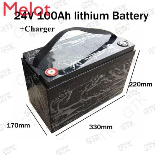 Waterproof 24V 100AH Lithium ion Battery Electric bicycle 24V Solar Golf Car lipo Battery for Forklift fork + 29.4v 10A Charger