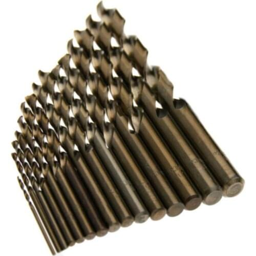 15pcs/set HSS-CO 1.5-10mm High Speed Steel M35 Cobalt Twist Drill Bit 40-133mm Length Wood Metal Drilling Top Quality