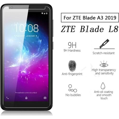 For ZTE Blade L8 Glass Anti-Scratch Screen Protective Tempered Glass for ZTE Blade A3 2019 Screen Protector Cover Film