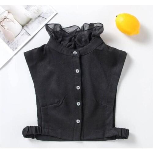 Women Sweet Layer Agaric Ruffles Stand False Fake Collar Button Down Half-Shirt Blouse Top Women Clothes Accessories