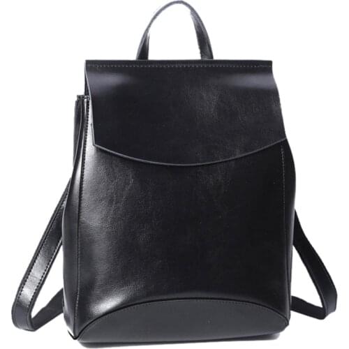 Real Cowhide Women Backpack School Daypack Fashion High Quality Girls Knapsack Shoulder Bag Oil Wax Genuine Leather Rucksack