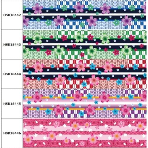 10yard Hot Sell Flower Cartoon Printed Grosgrain Ribbon Accessory Hairbow Headwear Decoration DIY Wholesale OEM 38MM 75MM