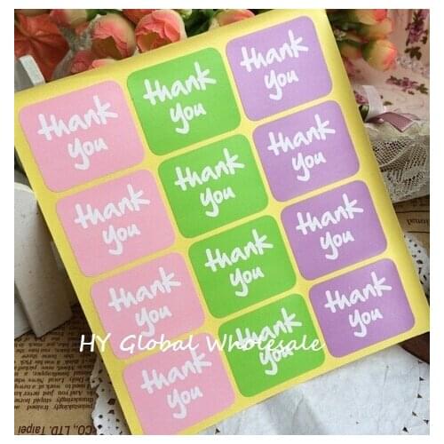 120PCS Vintage 3 Color THANK YOU Series Square Design DIY Sealing Label Sticker For Gifts Party Baking Food Decor Wholesale