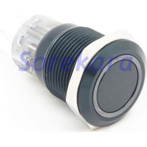 19mm Zn-Al Ring LED Color BLUE Momentary 2NO 2NC Pushbutton Switch Black Coating For Auto IP67 UL 6V/12V/24V/110V/220V switch
