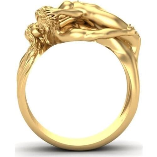 2021 New Women Rings Gold Color Couple Romantic Kiss Bridal Charms Wedding Engagement Bands Couple Rings Jewelry