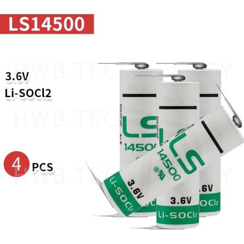 4PCS/lot New for LS14500 AA ER14505M 3.6v 2600mah lithium battery, with solder pins equipment and instruments battery