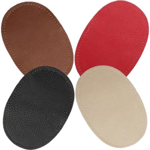 4pcs Patch with Pin Hole DIY Oval Soft Cow Leather Sheet for Hat Sofa Cardigan Clothes Bag Handbag Sewing Accessories 14*9cm