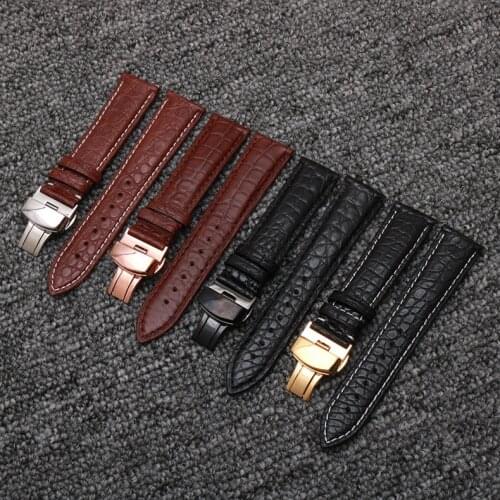 Watch accessories Crocodile strap with stainless steel folding clasp for Omega Vacheron Constantin Jaeger-LeCoultre IWC Longines