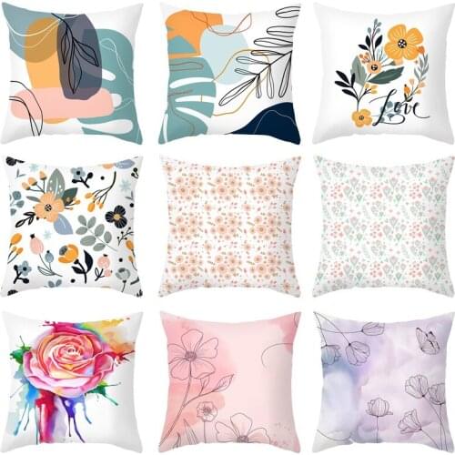 Flower Pattern Cushion Cover Sofa Throw Pillow Case Square Decorative Pillowcase for Car Home Decoration Housse de Cousin
