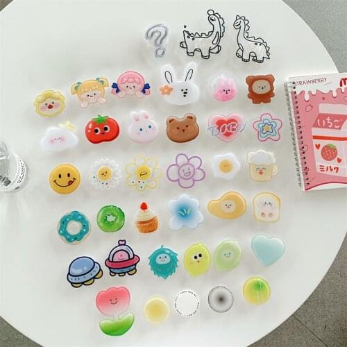 Cute Cartoon Bear Rabbit Flower Grip Tok Phone Ring Holder Kawaii Korea Griptok For iPhone Samsung Huawei Stand Folding Bracket