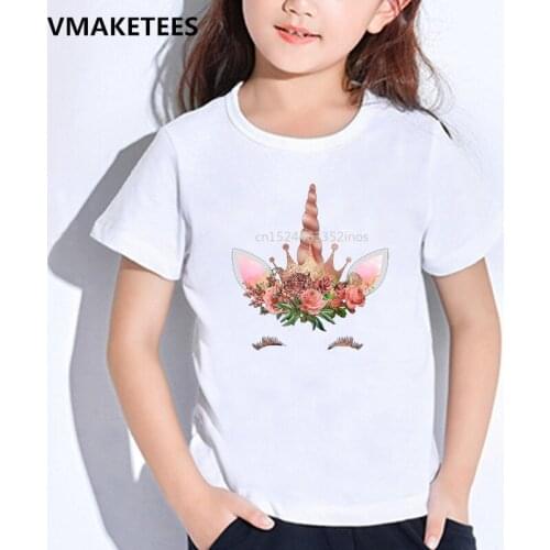 Kids Summer Short Sleeve Girls & Boys T shirts Cute Unicorn Face Cartoon Print Childrens T-shirt Funny Baby Clothes
