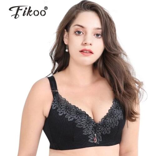 Fikoo Sexy Lace Push up Bra for Women Plus Size Full Cup Underwire Bras with Floral Lace Large Cup Brassiere #Z001
