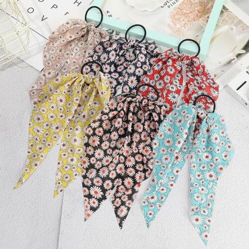 Yishine 2021 Spring Summer INS design Daisy Printing Pony Tail Hair Tie