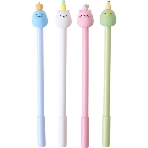 0.5mm Fine Point Gel Pens Cute Cartoon Animal Fruit Head Gel Ink Pens Black for Writing, Journaling Office Supplies For Kids