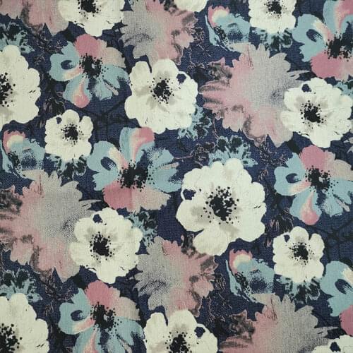 Good Wide 140cm Blue Flower Print Denim Fabric Cotton Denim Fabric Quliting Patchwork Sewing Material Diy Clothing Dress Jeans