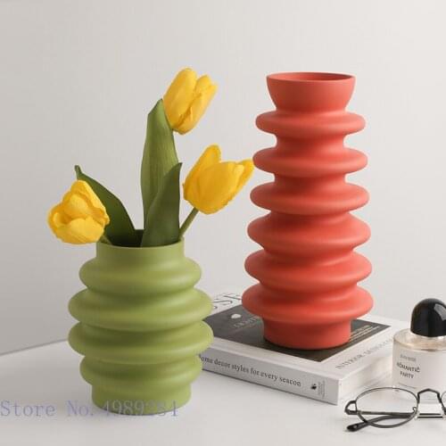 Creative Ceramic Vase Color Abstract Irregular Circle Donut Shape Ceramic Handicraft Home Decoration Flower Arrangement