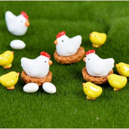 NEW Hot Sale Flatback Resine Craft Micro Chicken Eggs Figurines Miniature Garden Bonsai Terrarium Micro Landscape Decor