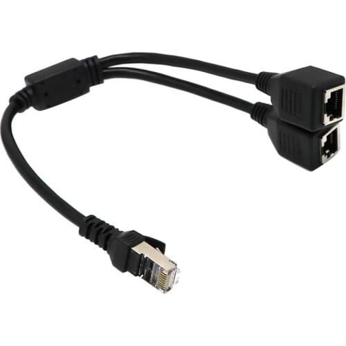 New Enhanced RJ45 Ethernet Y Splitter Adapter Cable 1 to 2 Port Switch Adapter Cord for CAT 5/CAT 6 LAN Ethernet JR Deals