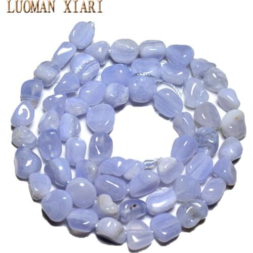 Wholesale Irregular 5-7 mm Natural Blue Lace Agat Purple Stone Beads For Jewelry Making DIY Bracelet Necklace Strand 15