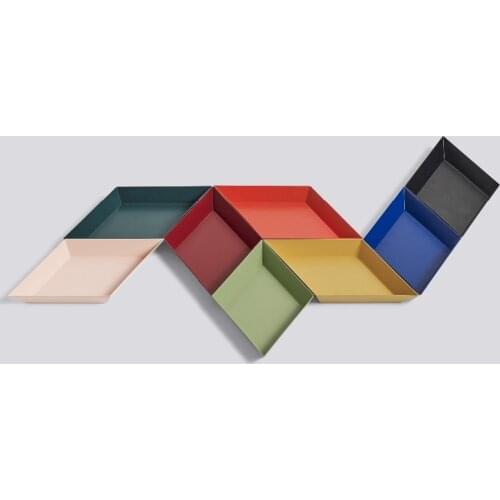 XS size Colorful polygonal desktop combination storage tray Nordic geometric diamond metal hexagonal tea tray stainless steel