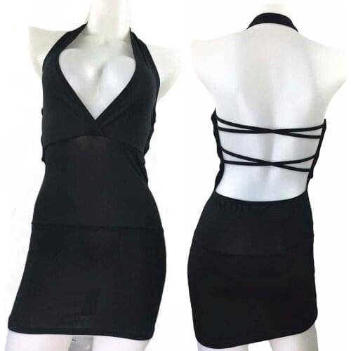 Sexy Club Dresses Solid Color Backless Nightclub Dress Bodycon Cross Halter Sexy Dress Party Open Bra Hanging Neck Dress