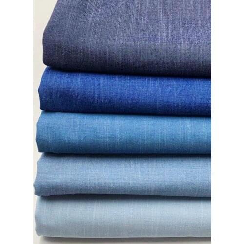 Stretch Tencel Jeans Fabric With Slub For Sewing Pants Dress Jackets Summer Light Weight Soft Reactive Denim Fabrics 50X150cm