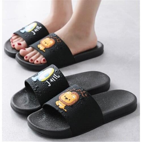 Women Men Indoor Slippers Cute Cartoon Summer Shoes Couples Bathroom Home Slipper Soft PVC Anti-slip Female Male Fashion Slides