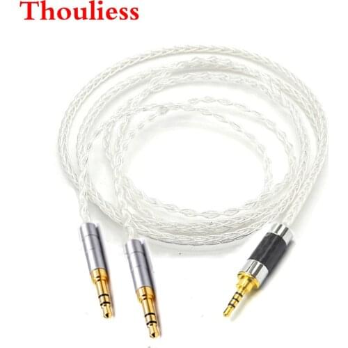 Thouliess 2.5/3.5/4.4mm Balanced Single Crystal Silver Headphone upgrade Cable for Sundara Aventho Focal Elegia t1 t5p D7200 MDR