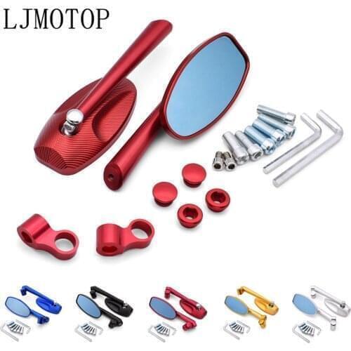 Universal Motorcycle Side Rear View Mirrors Blue Anti-glare Mirror CNC Aluminum For Honda CRF 250X 450X 230F XR 230 250 400 125