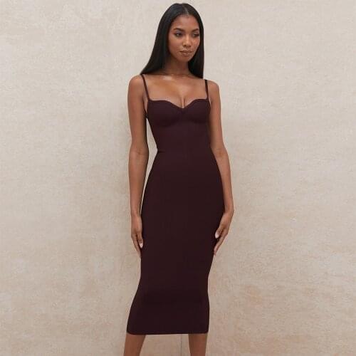 XLLAIS Knitting Cotton Material Brown Clubwear Dresses Women Sexy Sleeveless Tight Bodycon Slim Vestidos Lady Cute Soft Outfits