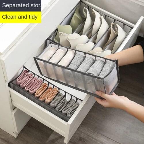 Underwear Storage Box 3PCS/Set Drawer Bra Panties Socks Fabric Compartment Storage Finishing Box Breathable Mesh Can Be Washed