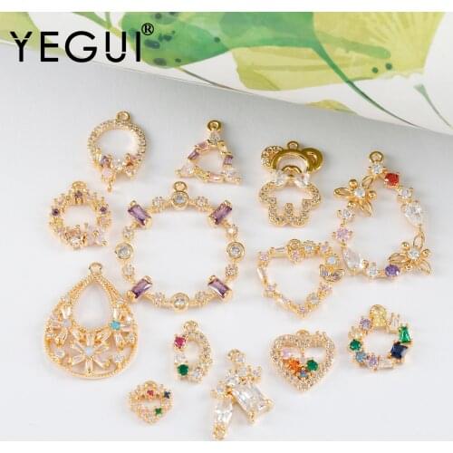 YEGUI M1020,jewelry accessories,18k gold plated,copper metal,zircons,diy pendants,charms,diy earrings,jewelry making,10pcs/lot