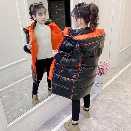 2021 Winter Girls Coats Jacket Kids Down Cotton Coats Waterproof Snowsuit Kids Girls Jacket Hooded Parka Girls Warm Outwear W155