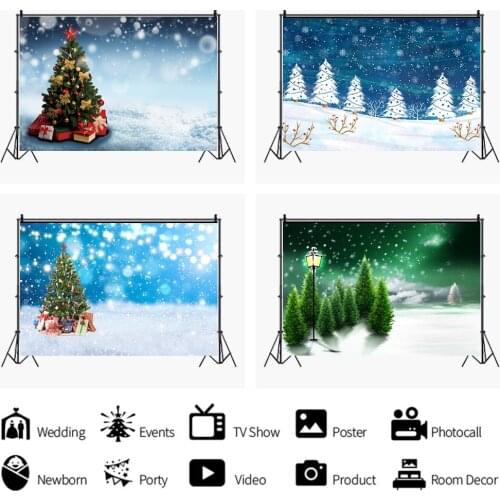 Winter Beautiful Snow Scene Christmas Backdrop Holiday Home Room Decoration Photography Studio Photos Kids Background Customized