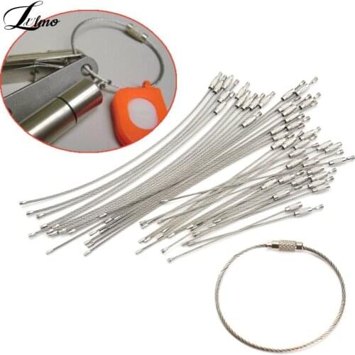 10PCS Stainless Steel Wire Keychain Cable Rope Key Holder Keyring Key Chain Rings Women Men Jewelry Key Holder Gifts