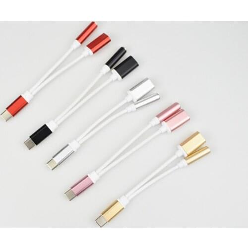 1PC Type C To 3.5mm 2 In 1 Earphone Jack Adapter Headphone Connector Adapter Charger Cable for Huawei Xiaomi USB AUX Audio Jack