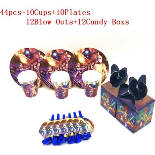 44 Pcs Star wars Kids Birthday Party Disposable Tableware Sets Paper Cup Plate Blowout Candy Box kids Party Decoration Supplies